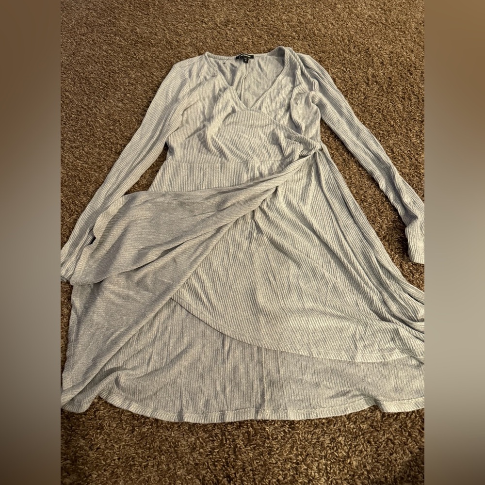 Express Light Gray Long Sleeve Dress